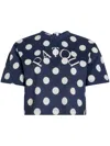 Patou Bow Detail Cropped Top With Polka Dots In Blue