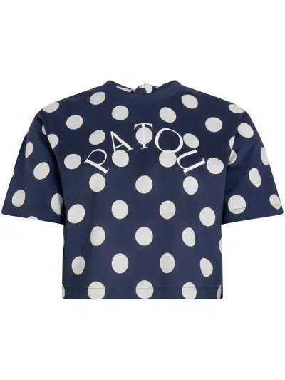 PATOU LOGO-PRINT SPLIT-BACK T-SHIRT