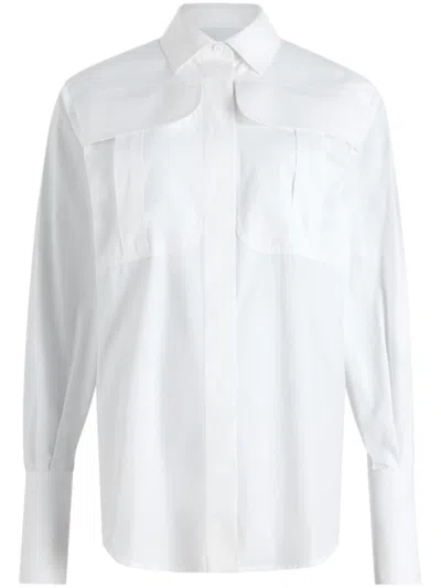 Patou Pristine White Cotton Shirt With Structured Collar