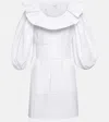 Patou Puff-sleeve Cotton Minidress In White Navy