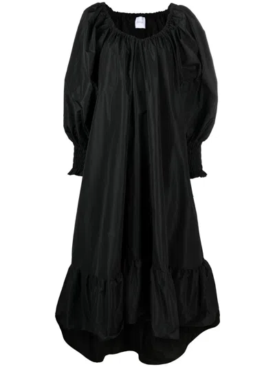 Patou Puff-sleeve High-low Dress In Black