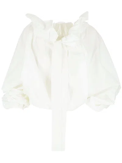 Patou Puff Sleeve Top In Bianco