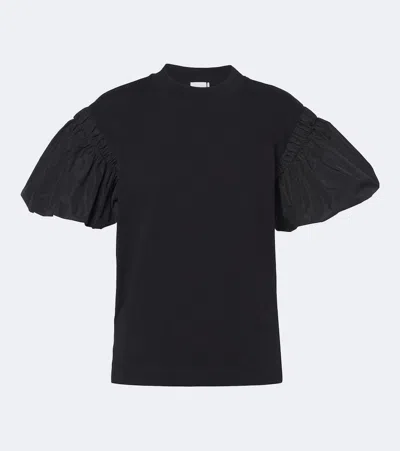 Patou Puff-sleeve Cotton Jersey T-shirt In Black