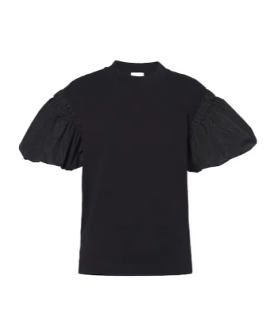 Patou Puff-sleeve Cotton Jersey T-shirt In Black