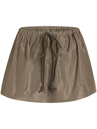 Patou Puffy Faille Mini Skirt In Brown