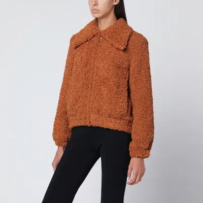 Patou Pumpkin-coloured Faux Fur Bomber Jacket