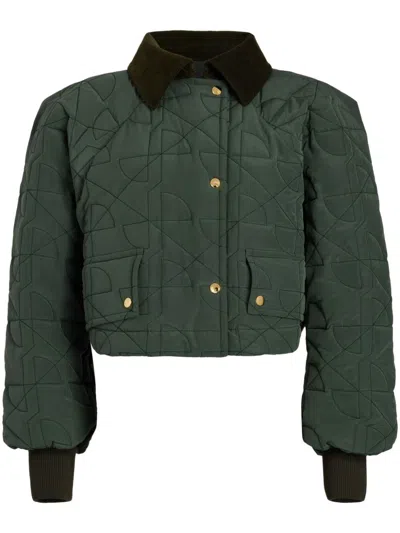 Patou Cropped Quilted Bomber Jacket In Grün