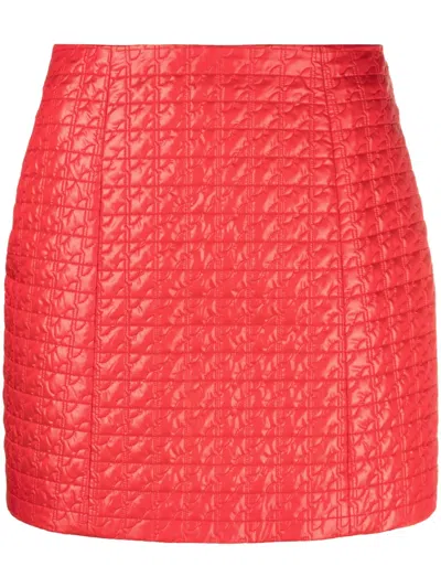 Patou Quilted Shell Miniskirt In Red