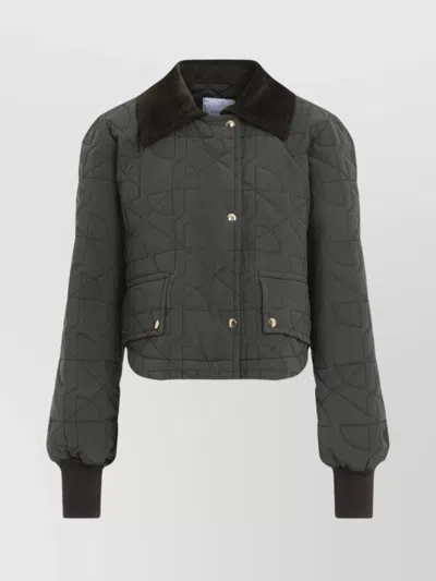 Patou Cropped Quilted Jacket In Green