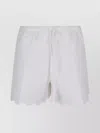 Patou Textured White Bermudas With Scalloped Hem
