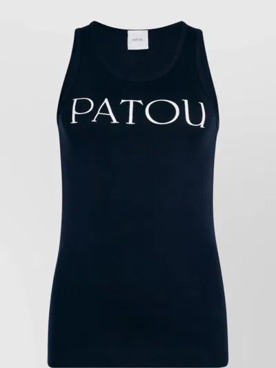 Patou Racerback Sleeveless Round Neck Top In Black