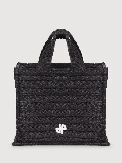 Patou Raffia Bag In Black