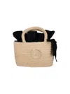 Patou Iconic Raffia Bucket Bag In Beige