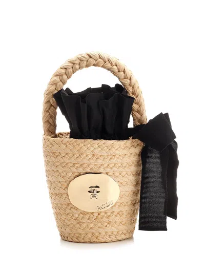 Patou Raffia Bucket Bag In Beige