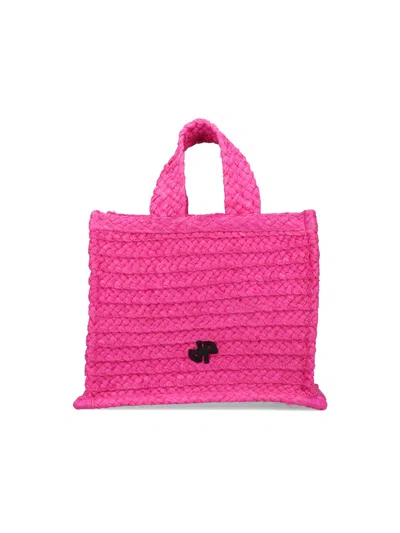 Patou Raffia Mini Tote Bag In Rosa