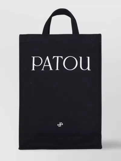 Patou Rectangular Tote Bag With Shoulder Strap And Top Handles In Grey