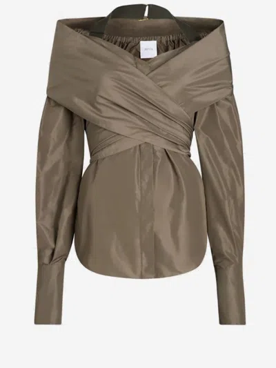 PATOU RECYCLED NYLON CROSSOVER BLOUSE