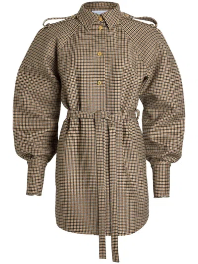 Patou Recycled-wool Blend Mini Shirt Dress In Brown