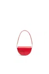 Patou Leather Shoulder Bag Adjustable Strap In Red