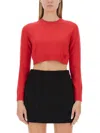 Patou Red Solid Crew Neck Sweater In Red