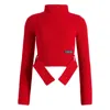 Patou Ribbed Mock-neck Top In Red