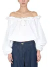 Patou Regular Fit Top With Puff Sleeves In White