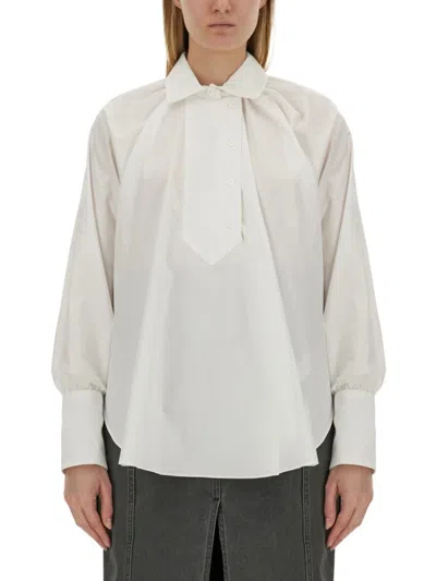 Patou Relaxed Fit Cotton Blouse With High Neck In White