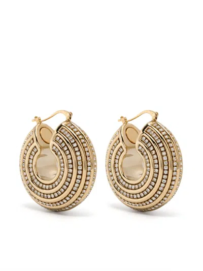 Patou Rhinestone-embellished Chunky Hoop Earrings In Gold