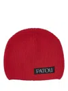 Patou Stretch Wool Blend Beanie In Red
