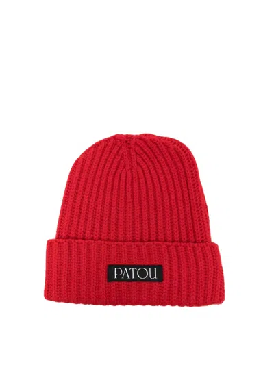 Patou Ribbed Beanie In Red