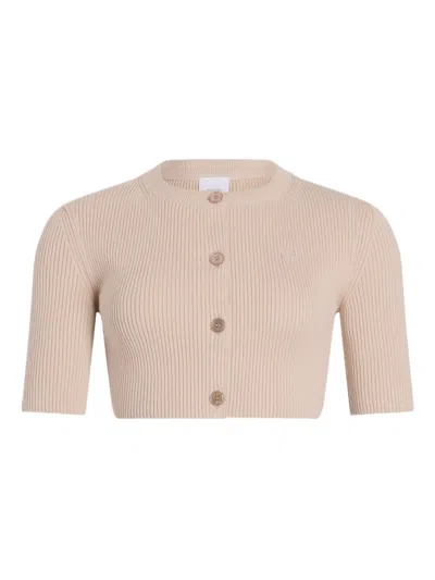 Patou Ribbed Button-fastening Cropped Cardigan In Neutral