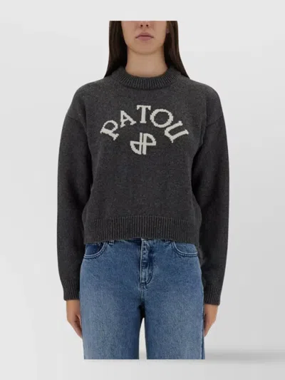 PATOU RIBBED CREW NECK KNITWEAR WITH LONG SLEEVES