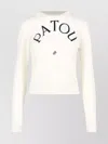 Patou Ribbed Cuff And Hem Knit Crewneck In White