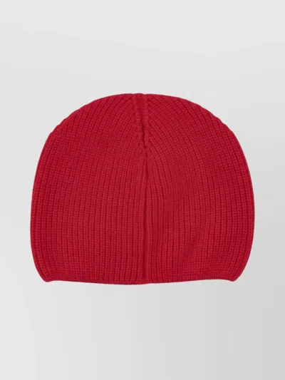 Patou Ribbed Knit Beanie Hat In Red