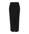 Patou Wool Skirt With Front Slit And Ribbed Texture In Black