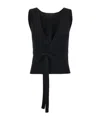 Patou Ribbed-knit V-neck Wrap Top In Black