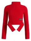 Patou Ribbed Mock-neck Top In Red
