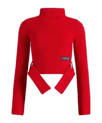PATOU RIBBED MOCK-NECK TOP