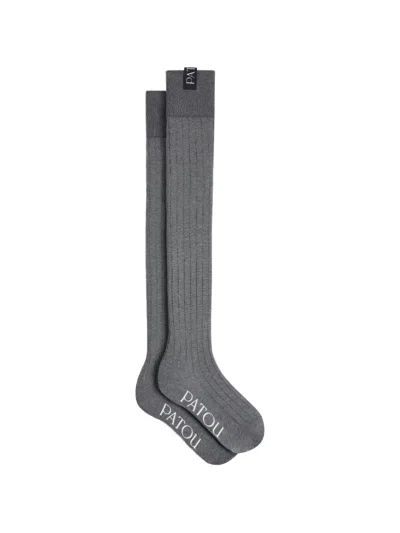 Patou Ribbed Over-the-knee Socks In Gray