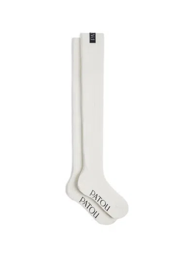 Patou Ribbed Over-the-knee Socks In White