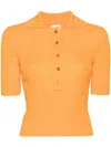 Patou Ribbed Short-sleeve Polo Top In Orange