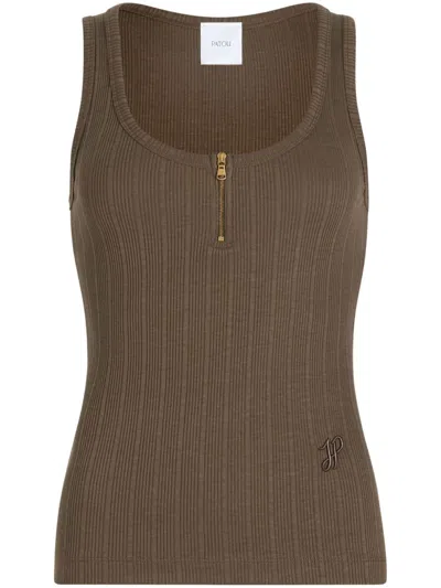 PATOU SCOOP-NECK RIBBED TANK TOP
