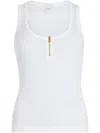 Patou White Scoop-neck Ribbed Tank Top In White