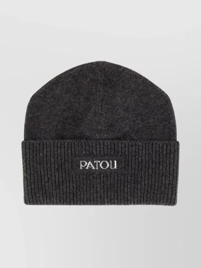 Patou Ribbed Turn-up Brim Hat In Gray