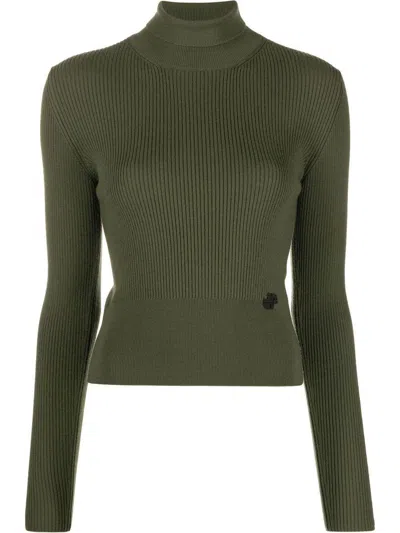 Patou Roll-neck Ribbed Jumper In Verde