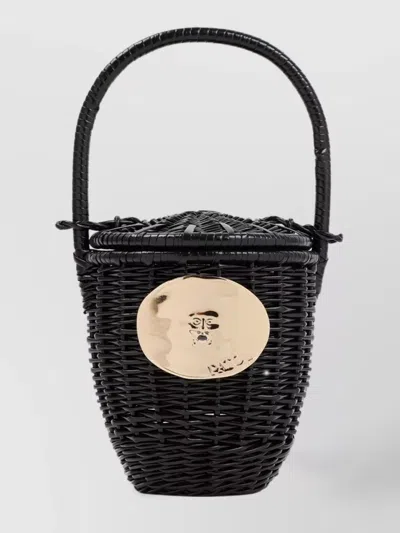 Patou Round Wicker Bucket Bag