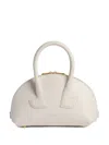 Patou Rounded White Calfskin Handbag With Gold Accents