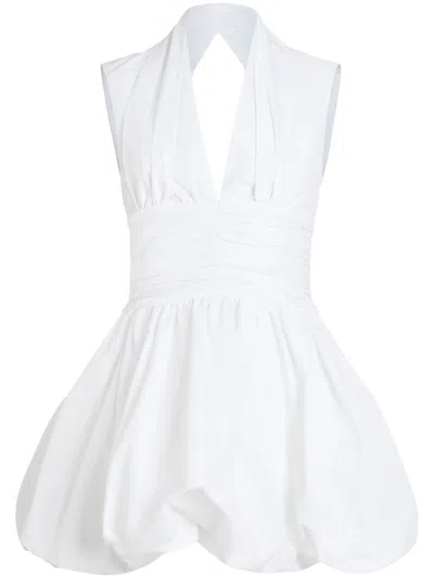 Patou Ruched Mini Dress In White