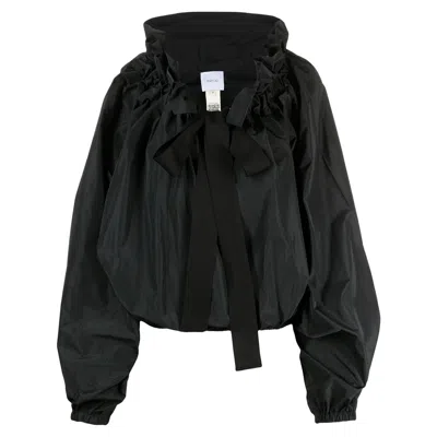 Patou Ruffle Collar Puff Sleeve Blouse In Black