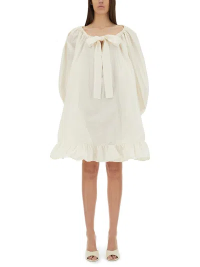 Patou Ruffle Hem Dress In Nude